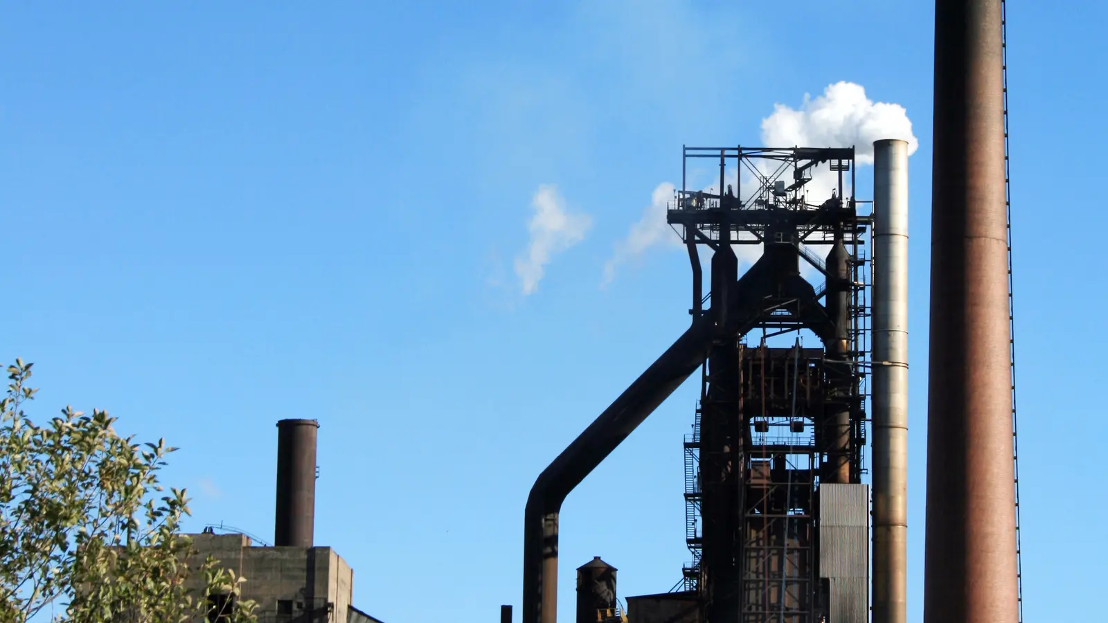 A blast furnace and steelworks structures at the Essar Steel Algoma plant.